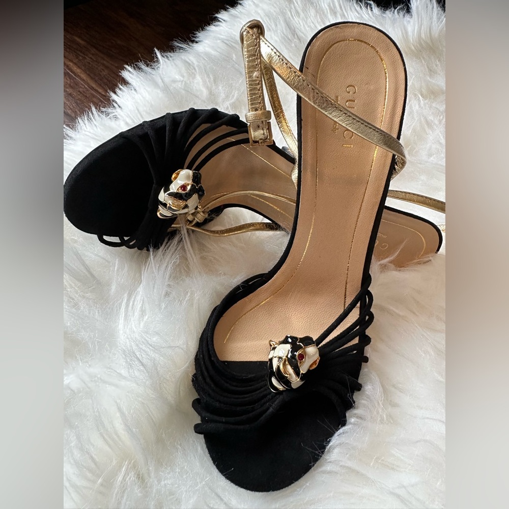 Gucci Lucille Tiger Sandals - Black
